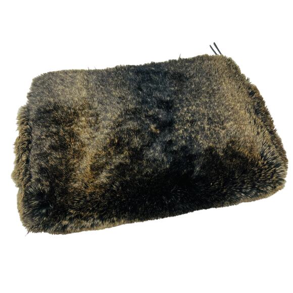 Reformation Hardware Top Zip Tablet Bag Laptop Large Brown Vegan Fur - Picture 1 of 6